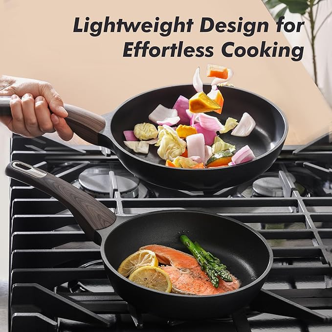SENSARTE Nonstick Frying Pan Skillet with Lid, 8inch Non Stick Pan Omelette Pans, Healthy Kitchen Cooking Chef's Pan with Cover, Free of Intentionally Added PFOA/PFOS, Induction Compatible, Black - Image 4
