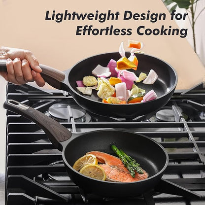 SENSARTE Nonstick Frying Pan Skillet with Lid, 8inch Non Stick Pan Omelette Pans, Healthy Kitchen Cooking Chef's Pan with Cover, Free of Intentionally Added PFOA/PFOS, Induction Compatible, Black - Image 4