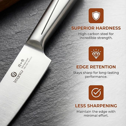 imarku Japanese High Carbon Stainless Steel Knife Set with Block, Precision-Forged Gyutou Kitchen Knives with Built-in Sharpener, Ultra-Sharp 10–15° Edge, Ergonomic Non-Slip Handle, Dishwasher Safe - Image 5