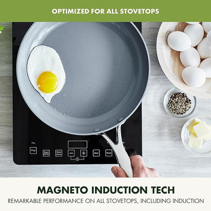 GreenPan Valencia Pro Ceramic Nonstick 10” & 12” Frying Pan Skillet Set, Hard Anodized PFAS-Free Cookware, Induction Ready, All Cooktops, Eggs & Omelets, Dishwasher & Oven Safe to 600F, Gray