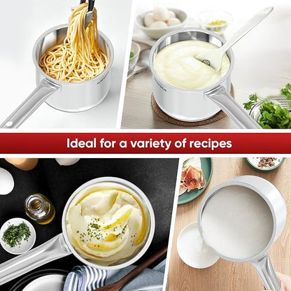 SUNHOUSE – 1.5 Quart Stainless Steel Sauce Pan with Lid - PFOA-FREE, Stainless Steel Sauce Pan, Induction base, Stay-Cool Handle, Compatible with All Cooktops Gas, Geramic, Electric etc. - Image 7