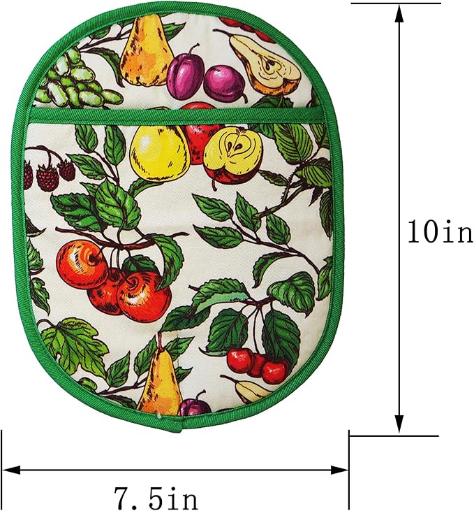 Pot Holders Set of 2 with Transparent Clear Silicone Shell and Nice Fruit Flower Cotton Lining, Heat Resistant to 500 F Kitchen Oven Gloves Pot Holder for Cooking (Fruit Flower, Potholders) - Image 2