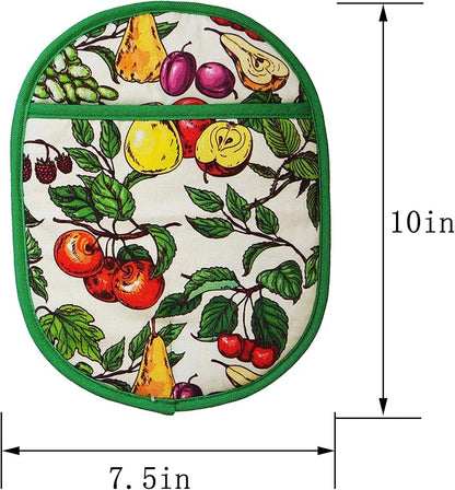 Pot Holders Set of 2 with Transparent Clear Silicone Shell and Nice Fruit Flower Cotton Lining, Heat Resistant to 500 F Kitchen Oven Gloves Pot Holder for Cooking (Fruit Flower, Potholders) - Image 2
