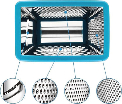 Spring Chef Handheld Stainless Steel XL Parmesan Cheese Grater with Handle - 4 Sided Metal Box Grater for Kitchen - Dishwasher Safe Potato Shredder for Hash Browns, Potato, Carrot, Vegetables - Teal - Image 9