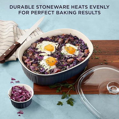 CorningWare Ceramic Bakeware Set with Lids Chip and Crack Resistant Stoneware Baking Dish, Microwave, Dishwasher, Oven, Freezer and Fridge Safe, 10-Piece French Navy - Image 4