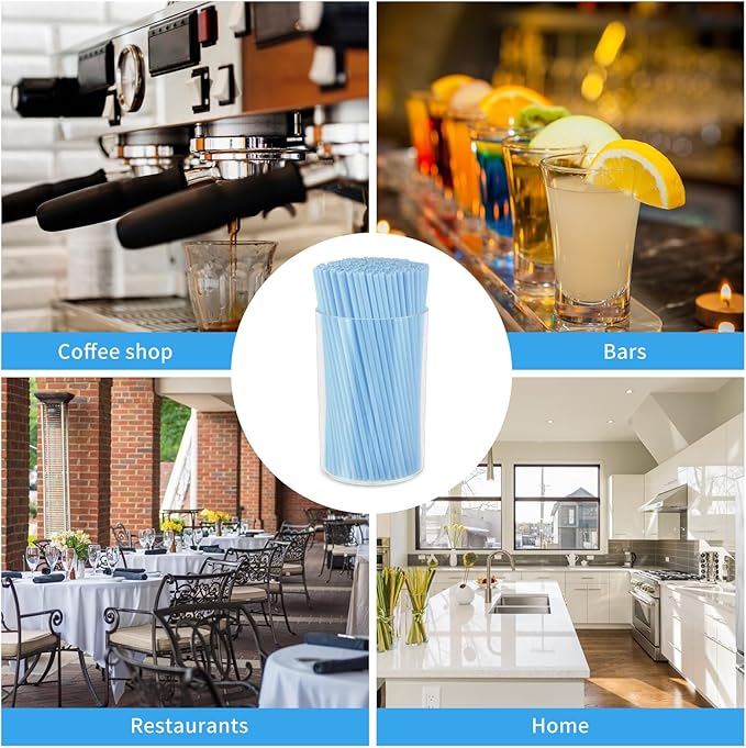 500 Pcs Light Blue Coffee Stir Sticks Set 5x0.12 inch Cocktail Straws Acrylic Stir Stick Holder Baby Blue Straws Disposable Drink Stirrers for Coffee Bar Tea Party Supplies Home - Image 4