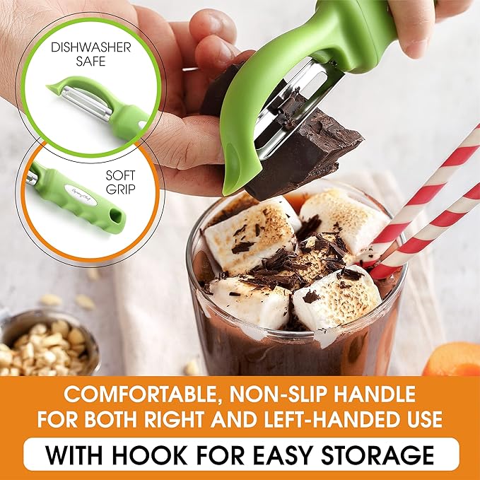 Spring Chef Premium Swivel Vegetable Peeler, Soft Grip Handle and Ultra Sharp Stainless Steel Blades - Perfect Kitchen Peeler For Veggie, Fruit, Potato, Carrot, Apple - Green - Image 6