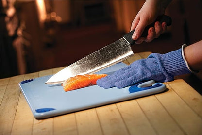 San Jamar Saf-T-Grip Cutting Board With Molded-In Ruler, Plastic Chopping Board for Kitchen, 9" x 12" x 0.35", 1 Count, Blue