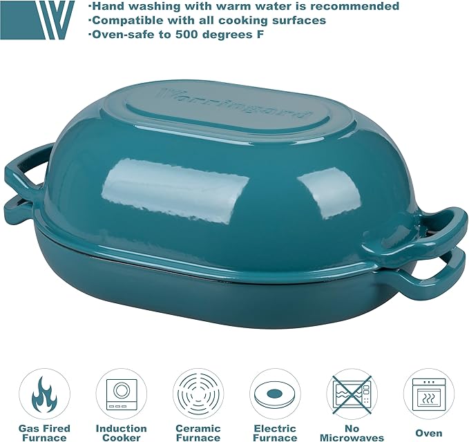 VORRINGARD Enameled Cast Iron Sourdough Bread Oven, Dutch Oven, Loaf Cast Iron Bread Pan for Homemade Bread Baking, Meatloaf Pan with Lid, 7QT, Bluegreen - Image 3