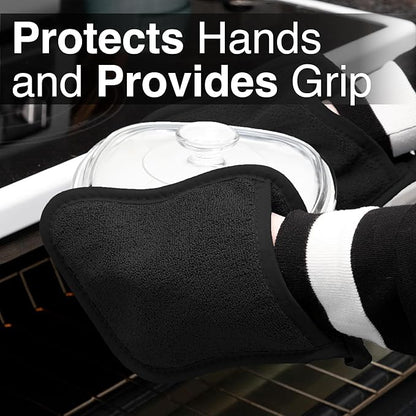 RITZ Terry Pocket Mitt & Hot Pad: Unparalleled Heat Resistant, Durable 100% Cotton – Ergonomically Designed for Optimal Grip – Easy-Care Machine Washable – 2-Pack, Black - Image 5