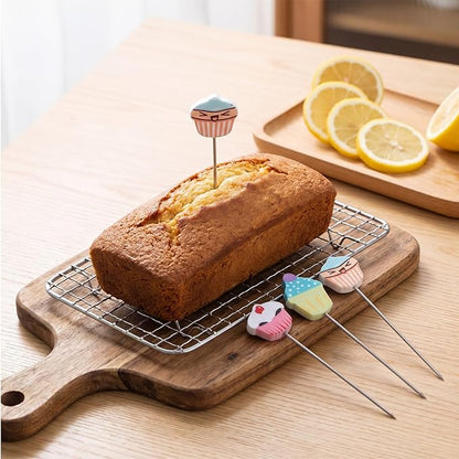 4 Pcs Stainless Steel Cake Testing for Baking, 7.3“, 6.5" Length Cake Testing Sticks, Cute Dessert Decor Cake Test Baking Stick for Cupcakes,Bread,Pastry,Cookie,Brownies