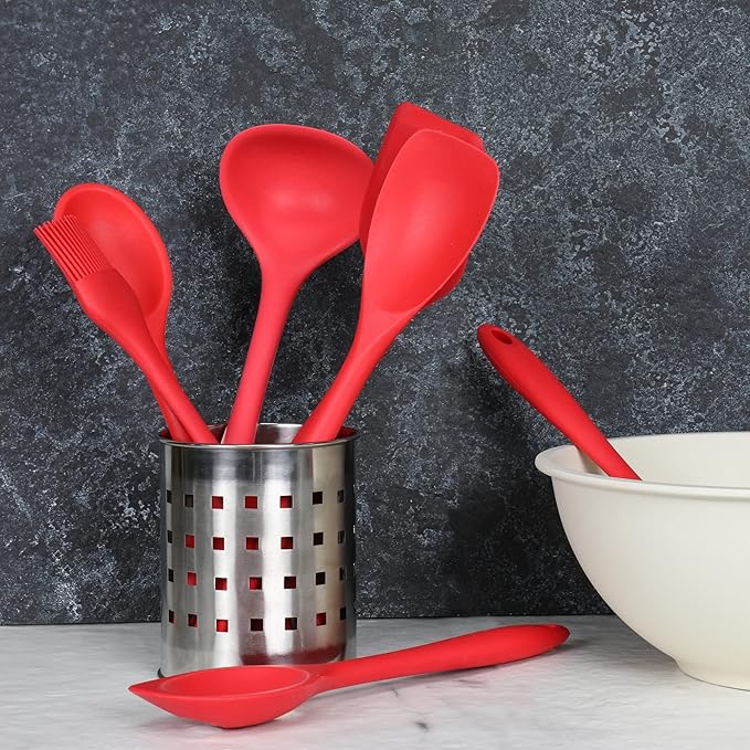 Chef Craft Premium Silicone Cooking Ladle, 11.25 inch, Red - Image 7