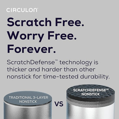 Circulon C1 Series Clad Stainless Steel with ScratchDefense Technology Cookware Nonstick Induction Saucepan with Lid, Metal Utensil Safe, 3 Quart - Polished Stainless Steel