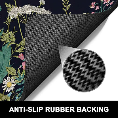 Rnivvi Dish Drying Mat for Kitchen Counter, 16 x 18" Cute Flower Theme Absorbent Heat Resistant Drying Pad with Non-slip Rubber, Coffee Bar Mats for Dish Rack Kitchen Decor Accessories, Black - Image 5