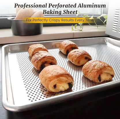 12 Pack Half Size Aluminum Perforated Baking Sheet Pan, 13"×18" Cookie Sheets For Oven in Bakery, Restaurant & Kitchen - Image 8