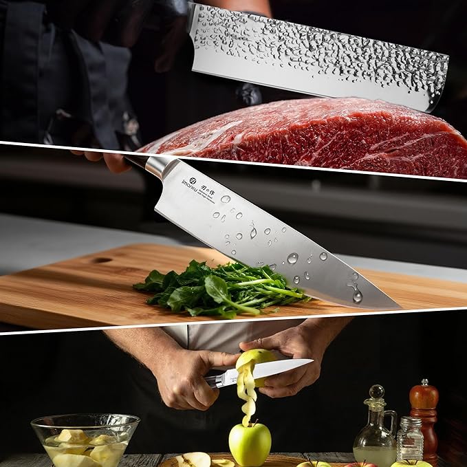 imarku 3 Pieces Knife set, Japanese HC Stainless Steel Kitchen Knife Set, Professional Chef Knife Set With Ergonomic Pakkawood Handle, Ultra Sharp Knives Set for Kitchen & Home Cooking, Gifts Box - Image 8