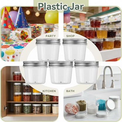 novelinks 4 oz Small Plastic Jars with Lids, 40 Pack Mini Plastic Mason Jars with Lids 4oz, Craft Storage Containers & Canning Jars & Small Spice Jars for Kitchen Organization (40 Pack,Silver) - Image 6