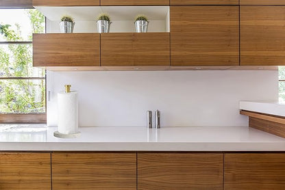 Paper Towel Holder Countertop, Standing Paper Towel Roll Holder for Kitchen Bathroom, with Weighted Marble Base for One-Handed Operation (Gold), Gold Paper Towel Holder, Marble - Image 5