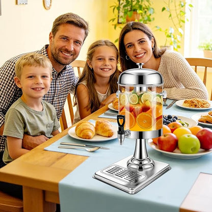 2.2 Gallon Beverage Dispenser with Stand, Drink Dispenser for Parties, Stainless Steel Juice Dispensers with Spigot,Ice Core and Tray,Cold beverage dispenser for Parties, Buffet Cafeterias, Homes