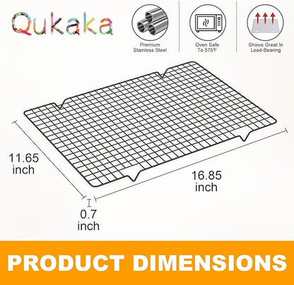 2PCS Cooling Racks for Cooking and Baking -11.65''x16.85''Heavy Duty Stainless Steel Wire Rack for Baking, Grilling, Roasting - Oven & Dishwasher Safe - Fits Half Sheet Pan（Black） - Image 6