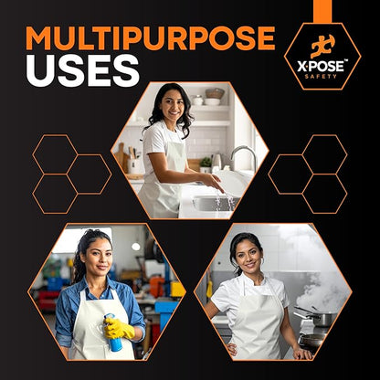 Xpose Safety Heavy Duty Vinyl Waterproof Aprons, White - For Home, Industrial and Commercial Use - Chemical Resistant