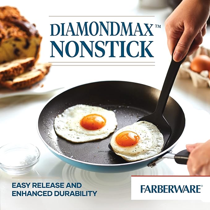 Farberware Cookstart DiamondMax Nonstick Frying Pans/Skillet Set, Dishwasher Safe, 8.25 Inch and 10 Inch, Aqua - Image 5