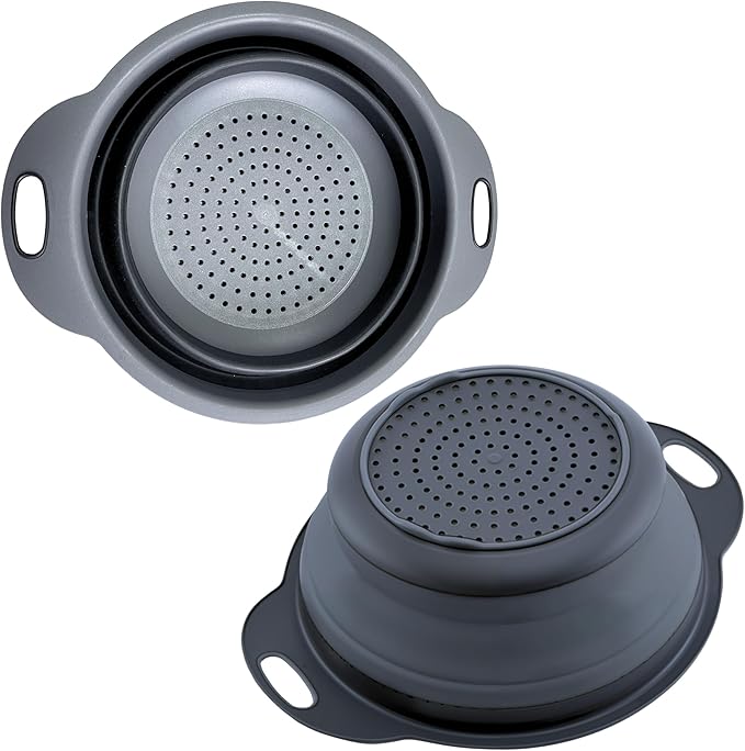 Black Silicone Collapsible Colanders - Kitchen Plastic Foldable Strainers for Pasta Small Camping Colander Bowl for Food by KillersInstinctOutdoors