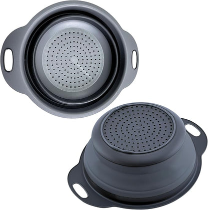 Black Silicone Collapsible Colanders - Kitchen Plastic Foldable Strainers for Pasta Small Camping Colander Bowl for Food by KillersInstinctOutdoors