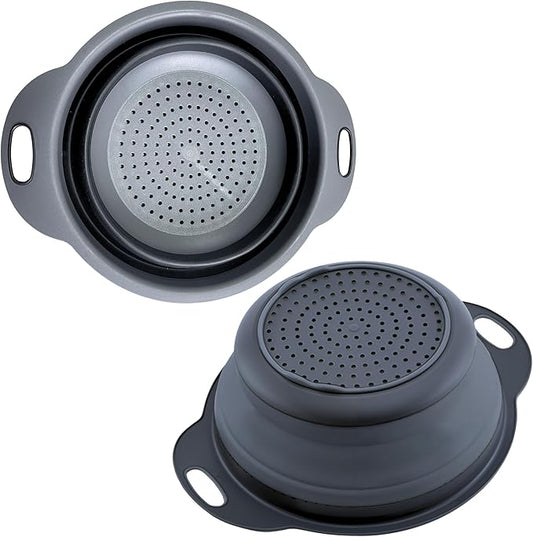 Black Silicone Collapsible Colanders - Kitchen Plastic Foldable Strainers for Pasta Small Camping Colander Bowl for Food by KillersInstinctOutdoors