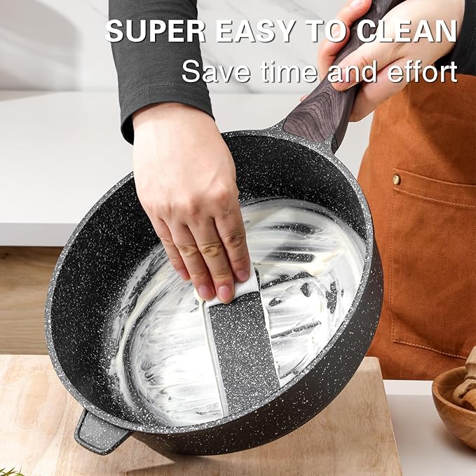 Kordisen Nonstick Deep Frying Pan with Lid, 10 Inch Non Stick Skillet, Saute Pan for Cooking, Healthy Induction Cookware, PFOA Free - Image 4