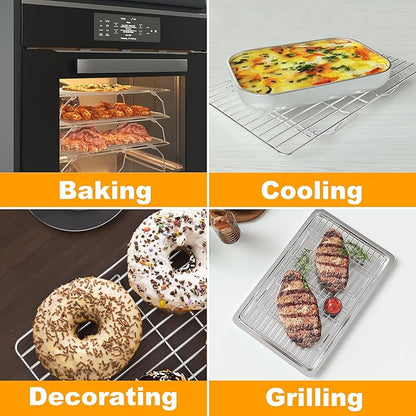 3 Tier Stackable Cooling Rack for Batch Cooling Cookie, Pizza, Cake-15.8”x 10”- Heavy Duty Cooling Racks for Cooking and Baking, Oven and Dishwasher Safe Baking Supplies-Silver - Image 6