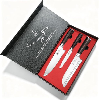 imarku 3 Pieces Knife Set, Japanese High Carbon Stainless Steel Chef Knife Set, Professional Chef Knives with Ergonomic Pakkawood Handle, Ultra Sharp Cooking Knives for Kitchen & Home Cooking - Image 9