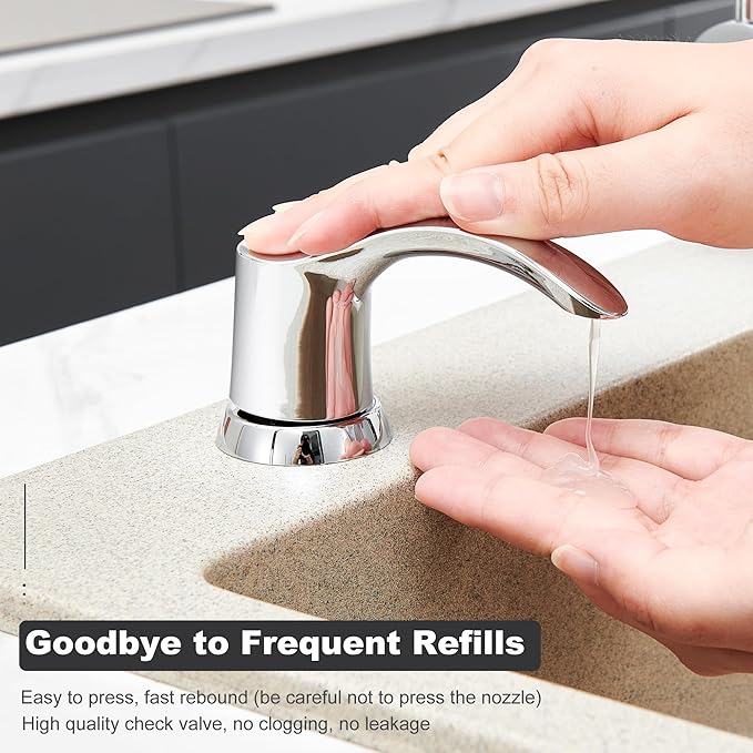GAGALIFE Kitchen Sink Soap Dispenser - Sink Soap Dispenser Pump with 40" Silicone Extension Tube Kit (Chrome), Say Goodbye to Frequent Refills G080-1C