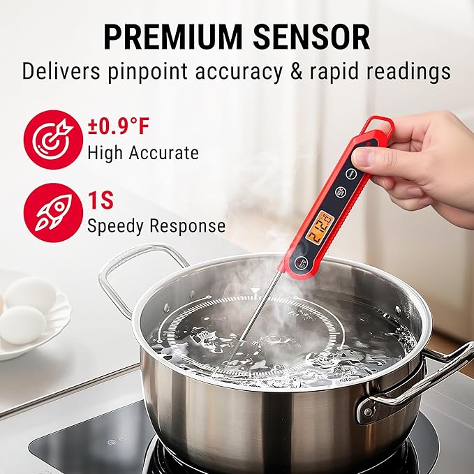 TempPro 1 Second Instant Read Digital Meat Thermometer, ±0.9°F Accuracy, Waterproof & Backlight Food Thermometer for Cooking, Oil Fry Candy Meat Probe for Kitchen, BBQ, Oven, Grill, Smoker - Image 3