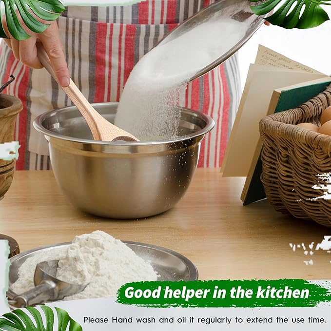 FoldTier 12 Inch Wooden Danish Dough Whisk Sourdough Whisk Dough Mixer Bread Whisking Tool for Mixing Sourdough Bread Baking Supplies for Pastries, Egg, Pizza(2 Pcs)