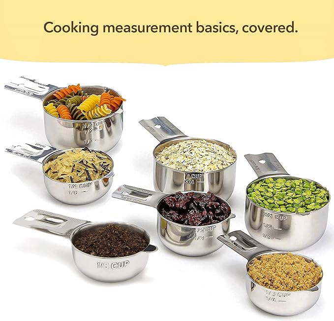 Simply Gourmet Measuring Cups Set of 7, Stackable, 304 Premium Stainless Steel, Kitchen Gadgets for Measure Liquid and Dry Ingredients, Cooking & Baking - Image 6