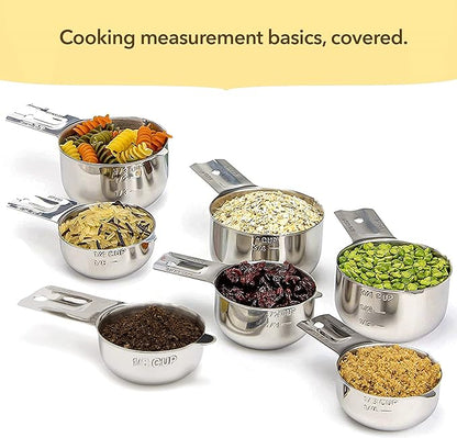 Simply Gourmet Measuring Cups Set of 7, Stackable, 304 Premium Stainless Steel, Kitchen Gadgets for Measure Liquid and Dry Ingredients, Cooking & Baking - Image 6
