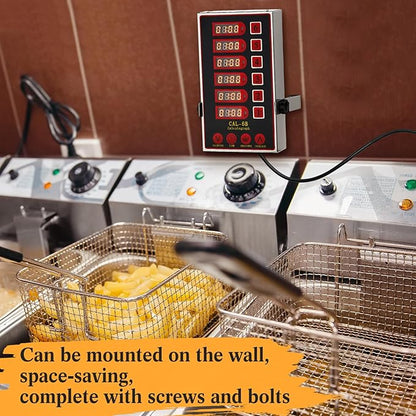 Relaxweex 1 Pack Commercial 6 Channel Digital Kitchen Timer, Multi-Countdown Timer with Loud Alarm & Large LCD Display, Wall Mount or Countertop for Restaurant, Fry Station, Baking & Lab Use - Image 6