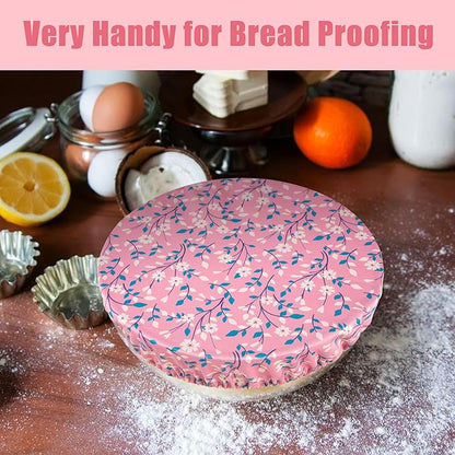 wegreeco Elastic Reusable Bowl Covers for Bread Proofing, Fabric Cloth Sourdough Bowl Covers for Proofing - Set of 3, Pink Flowers