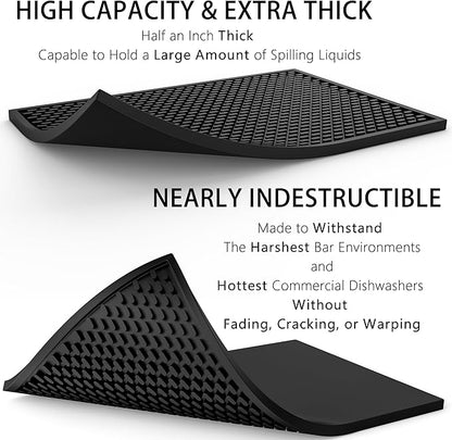 AXIESO 2 Pack Silicone Bar Mat - 1/2 Inch Thick Heat-Resistant and Food Safe Drip Mat - Spill Mats for Counter Top - Kitchen Service Mat, Coffee Bar, Restaurant - Drying Mat - 18 x 12 Inches - Image 3