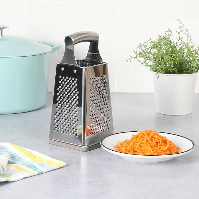 Martha Stewart Sprucedale 9.5-Inch Stainless Steel 4-Sided Box Grater – Durable Kitchen Cheese and Food Grater with Multiple Grating Surfaces - Image 3