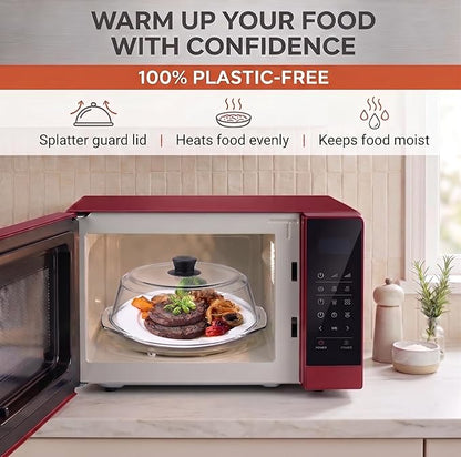 Bezrat Microwave Tall Glass Plate Cover | Splatter Guard Lid with Easy Grip Silicone Handle Knob | 100% Food Grade | BPA Free and Dishwasher Safe | 10 Inch (Black-) - Image 2