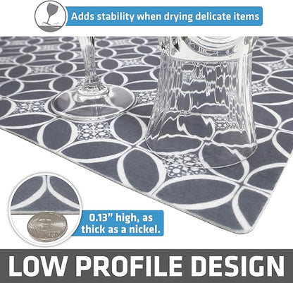 Drymate Jumbo XL Dish Drying Mat (19”x24”), Low-Profile, Super Absorbent, Quick Dry Fabric, Waterproof & Slip-Resistant, for Kitchen Counter, Trimmable, Easy to Clean (USA Made)(Indigo Grey) - Image 4