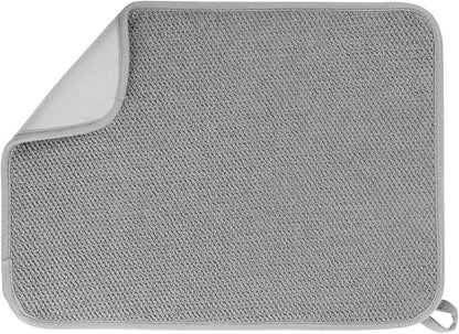 GeeRic Microfiber Dish Drying Mat, Super Absorbent Kitchen Dish Drying Pad for Mother's Day, Reversible Gift Mats for Countertop, 12 * 16 inch Gray by GeeRic