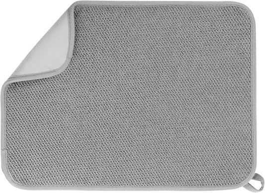GeeRic Microfiber Dish Drying Mat, Super Absorbent Kitchen Dish Drying Pad for Mother's Day, Reversible Gift Mats for Countertop, 12 * 16 inch Gray by GeeRic