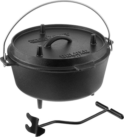 Camp Chef DO10-6 Quart Dutch Oven Pre-Seasoned Cast Iron with Lift Tool and Lid