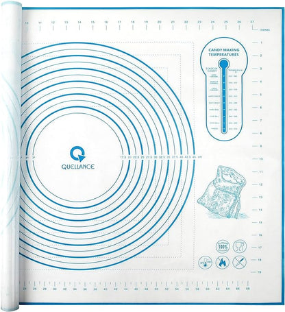 Silicone Baking Mat with Measurements, Pastry Mat for Rolling Dough, Fondant Mat Sheet for Pizza and Cookies, Pie Crust, Oven Liner, Counter Mat, 24''(W)32''(L) Blue by WelcometoQuellance