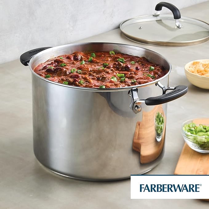 Farberware Brilliance Stainless Steel Stockpot with Glass Lid, 8 Quart, Dishwasher Safe and Induction Ready, Compatible with All Cooktops, Stainless Steel - Image 8