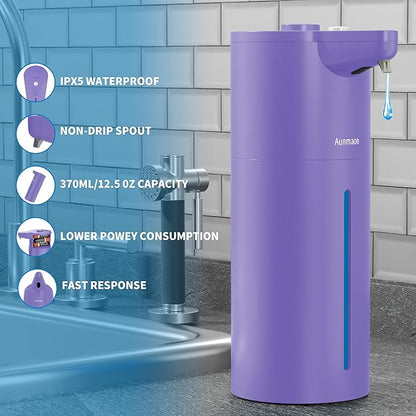 Aunmaon Automatic Soap Dispenser Touchless, Hands-Free, Multi Adjustable Volume, Long Battery Life, Compatible with Thick & Thin Dish/Hand Soap for Bathroom and Kitchen, Easy for Toddlers, Purple - Image 4