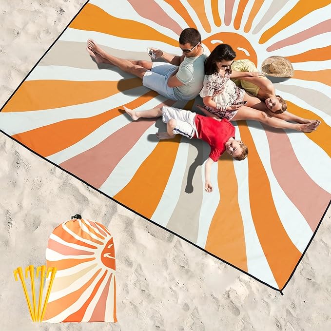 WIWIGO Beach Blanket Waterproof Sandproof Beach Mat 79" X 83"/10'x9'for 2-8 Adults Quick Drying Outdoor Picnic Mat Beach Accessories for Travel, Camping, Hiking - Image 6
